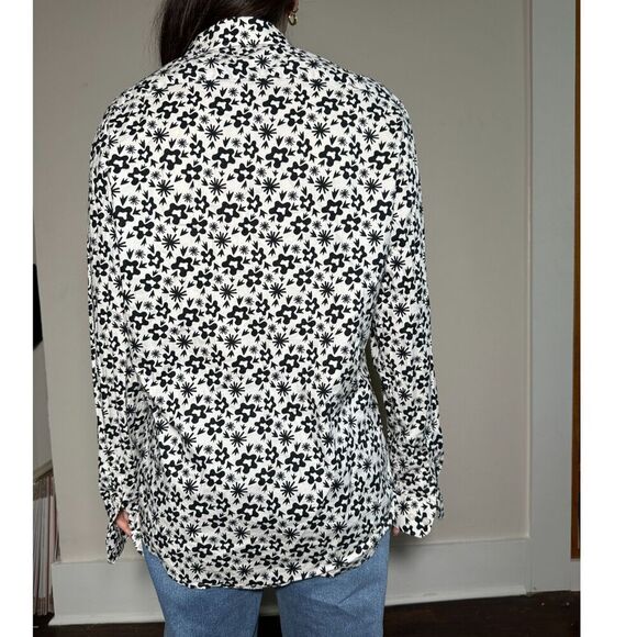 Express Black and White Button Up Longsleeve Shirt Size Large - Picture 2 of 5